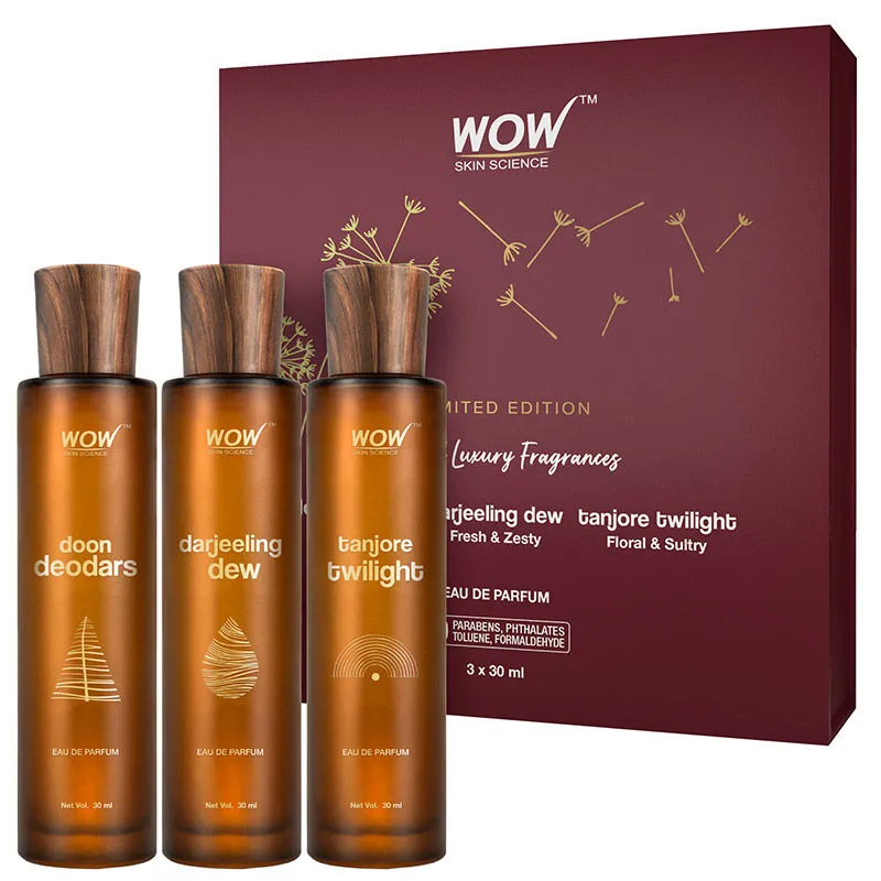 WOW Skin Science Eau De Parfum - Doon Deodars, Darjeeling Dew & Tanjore Twilight