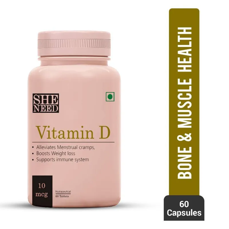 Sheneed Vitamin D Supplement for Immunity, Menstrual cramps, Bone & Muscle health