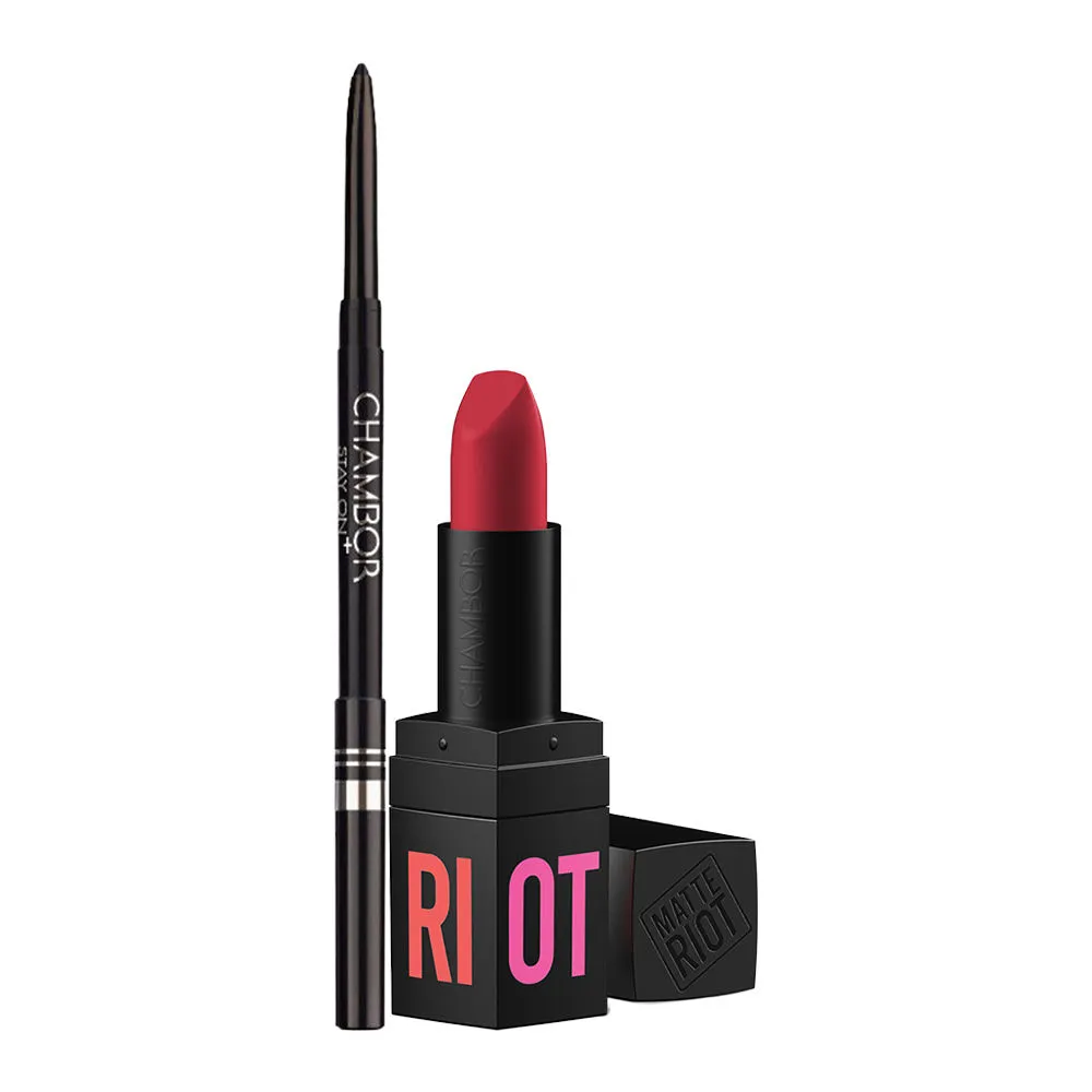 Chambor Stay-on Kohl & Runway Red Matte Riot Combo