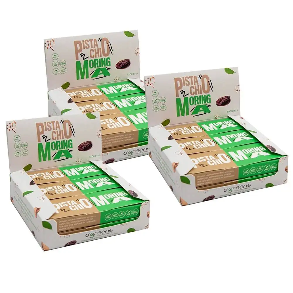 O'Greens Moringa Energy Bars,  6 bar(s)  Pistachio Pack of 3