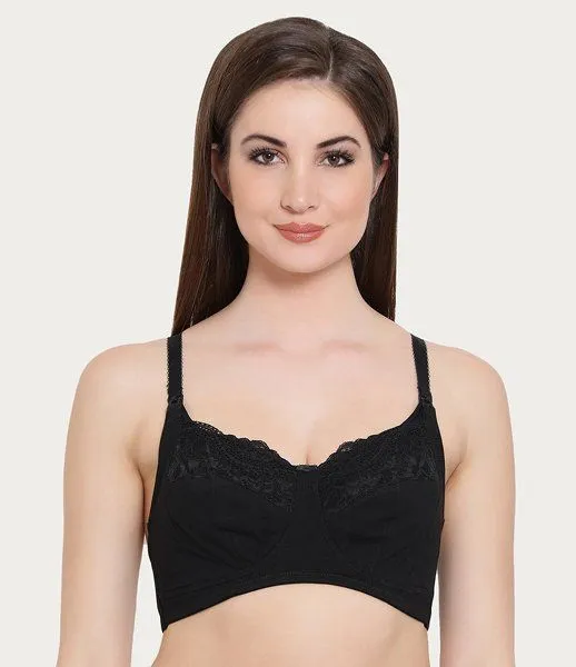 Clovia Cotton Non Padded Non Wired Maternity Bra - Black