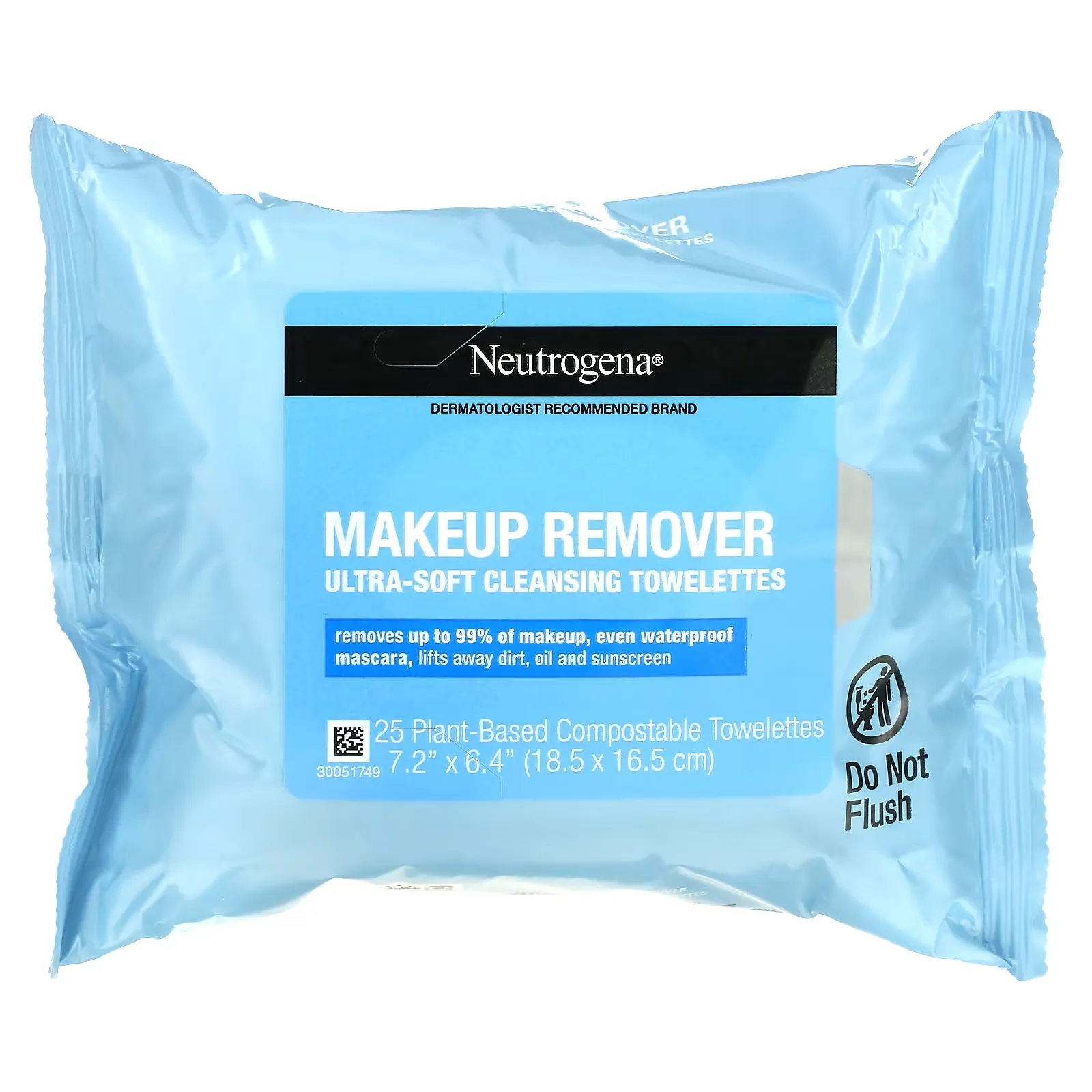 Makeup Remover Ultra-Soft Cleansing Towelettes, 2 Packs, 25 Plant-Based Compostable Towelettes Each