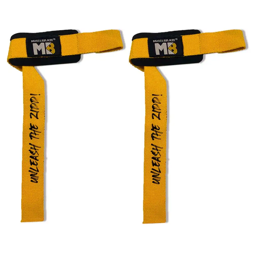 MuscleBlaze Weight Lifting Strap (UNLEASH THE ZIDD !),  Yellow  Free Size