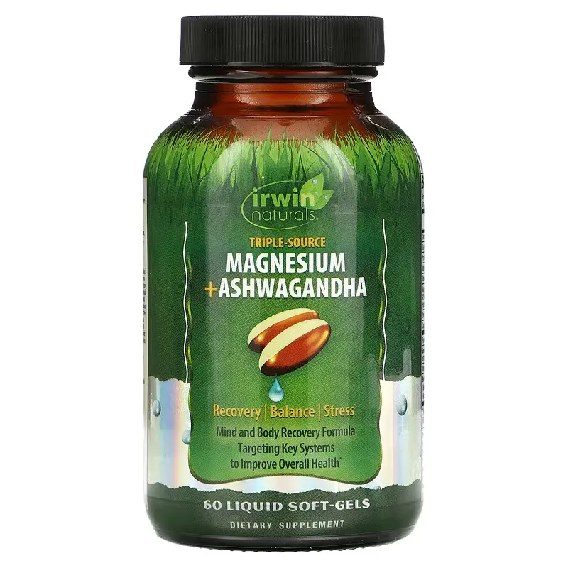 Triple Source Magnesium + Ashwagandha, 60 Liquid Soft-Gels