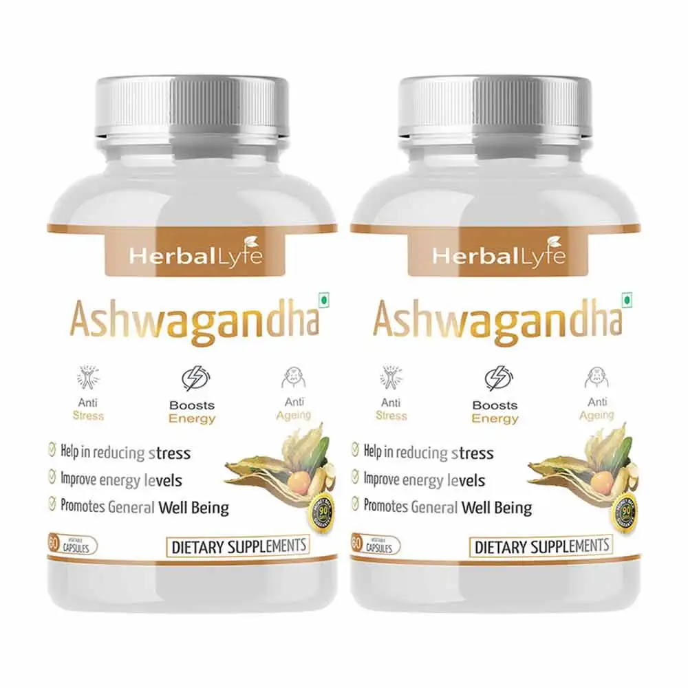 Herballyfe Organic Ashwagandha 800mg (Pack of 2),  60 capsules