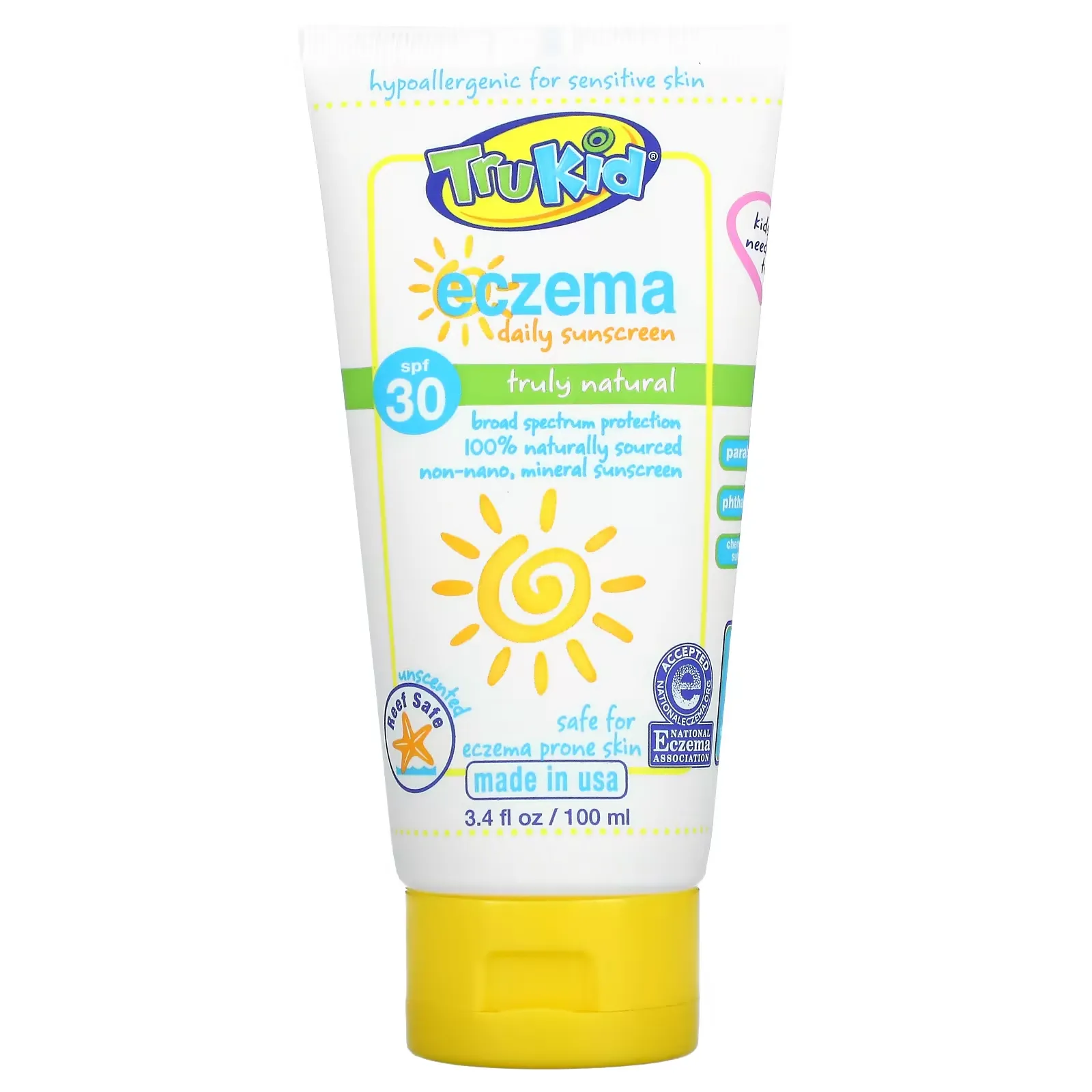 Eczema Daily Sunscreen, SPF 30, Unscented, 3.4 fl oz (100 ml)