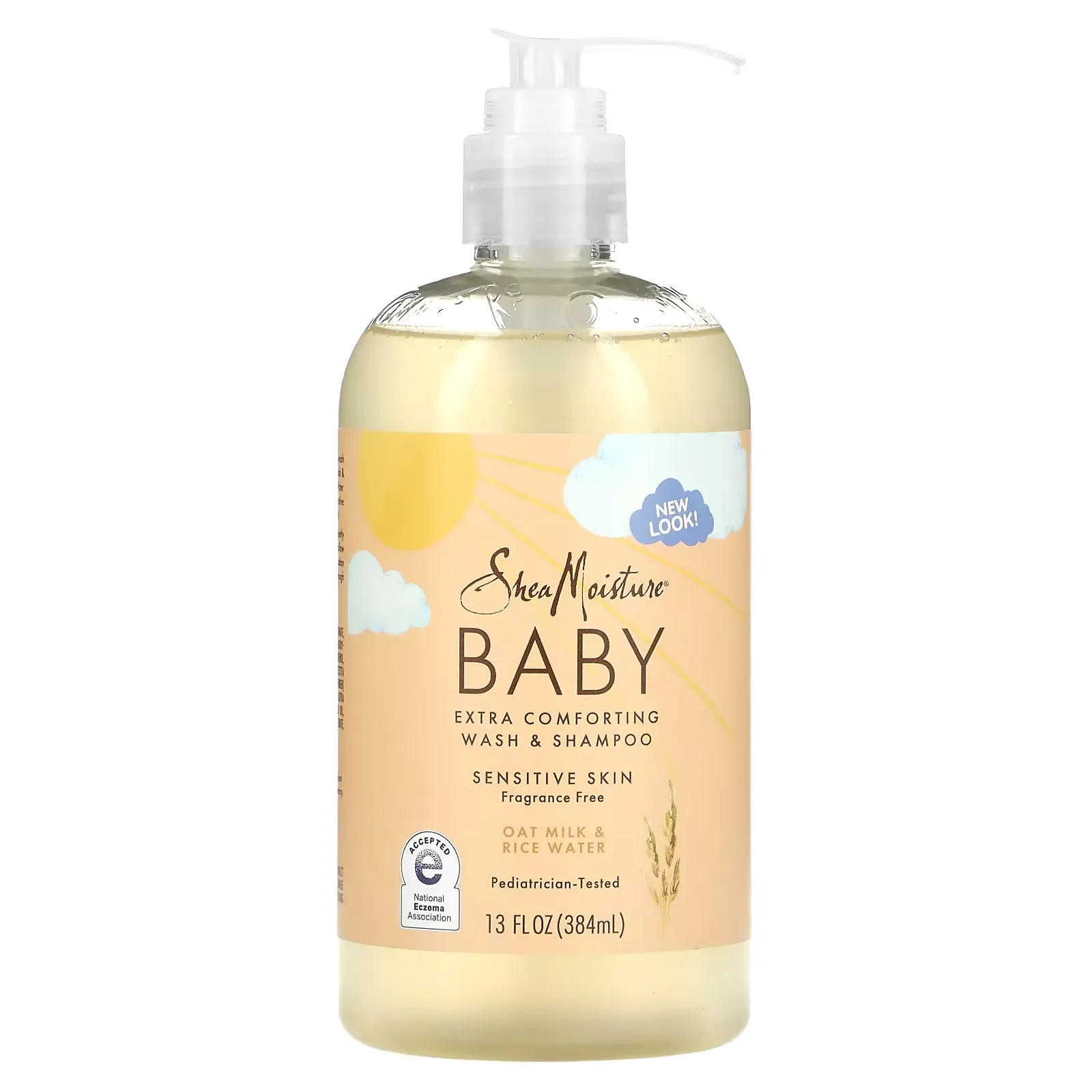 Baby Extra Comforting Wash & Shampoo, Oat Milk & Rice Water, Fragrance Free, 13 fl oz (384 ml)