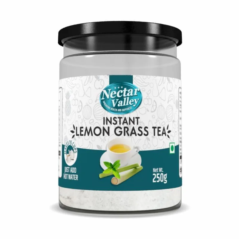 Nectar Valley Instant Lemongrass Green Tea Ready Mix Blend Brewed From Real Leaves - Makes 15 Cups