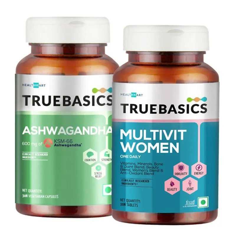 TrueBasics Multivitamin Women + Ashwagandha, Pack Of 2, Unflavoured