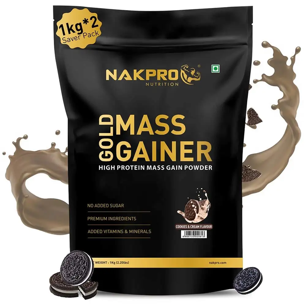 Nakpro Gold Mass Gainer,  2.2 lb  Cookies & Cream (Pack of 2)