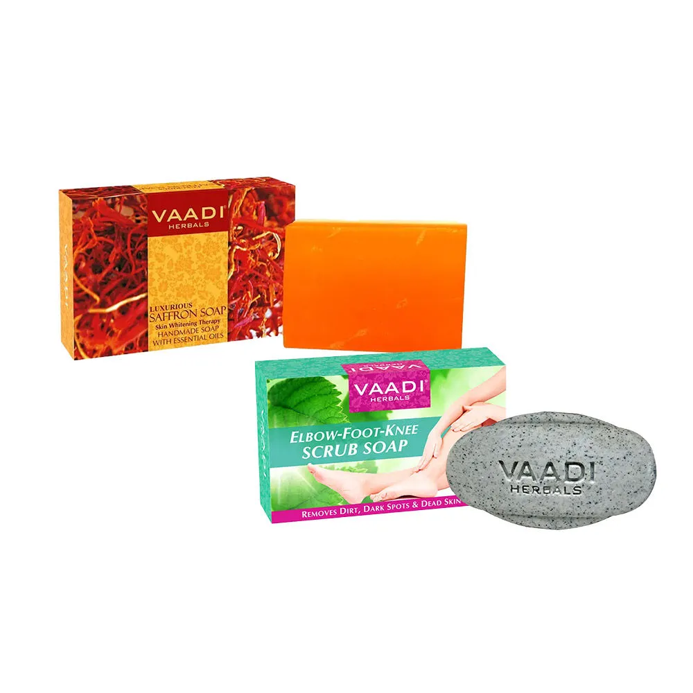 Vaadi Herbals Saffron Soap & Elbow-Foot-Knee Scrub Soap Combo