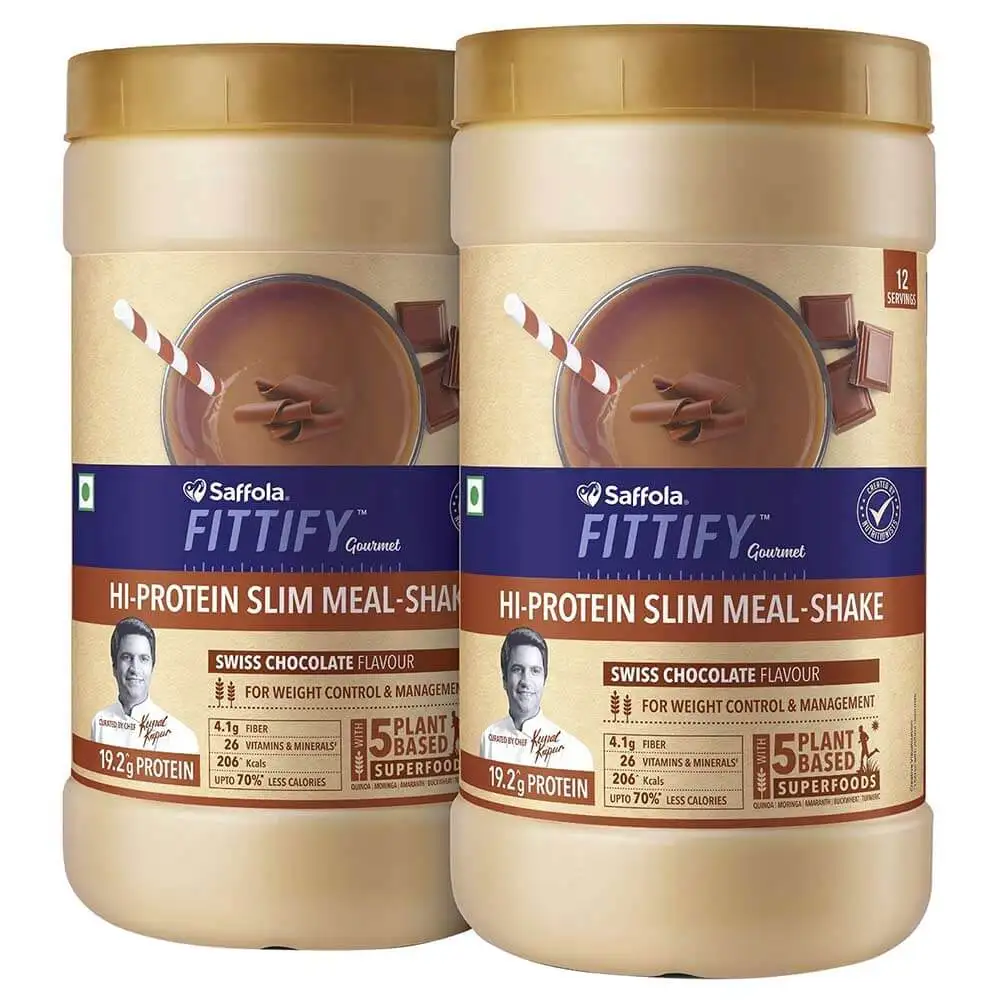 Saffola FITTIFY Gourmet Hi Protein Slim Meal Shake,  0.420 kg  Swiss Chocolate