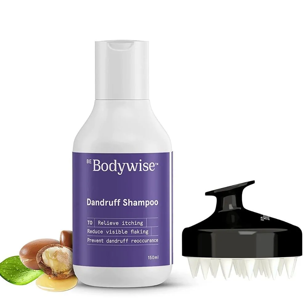 Be Bodywise Dandruff Control Kit - Anti Dandruff Shampoo & Head Scalp Massager - Frizz Free Hair