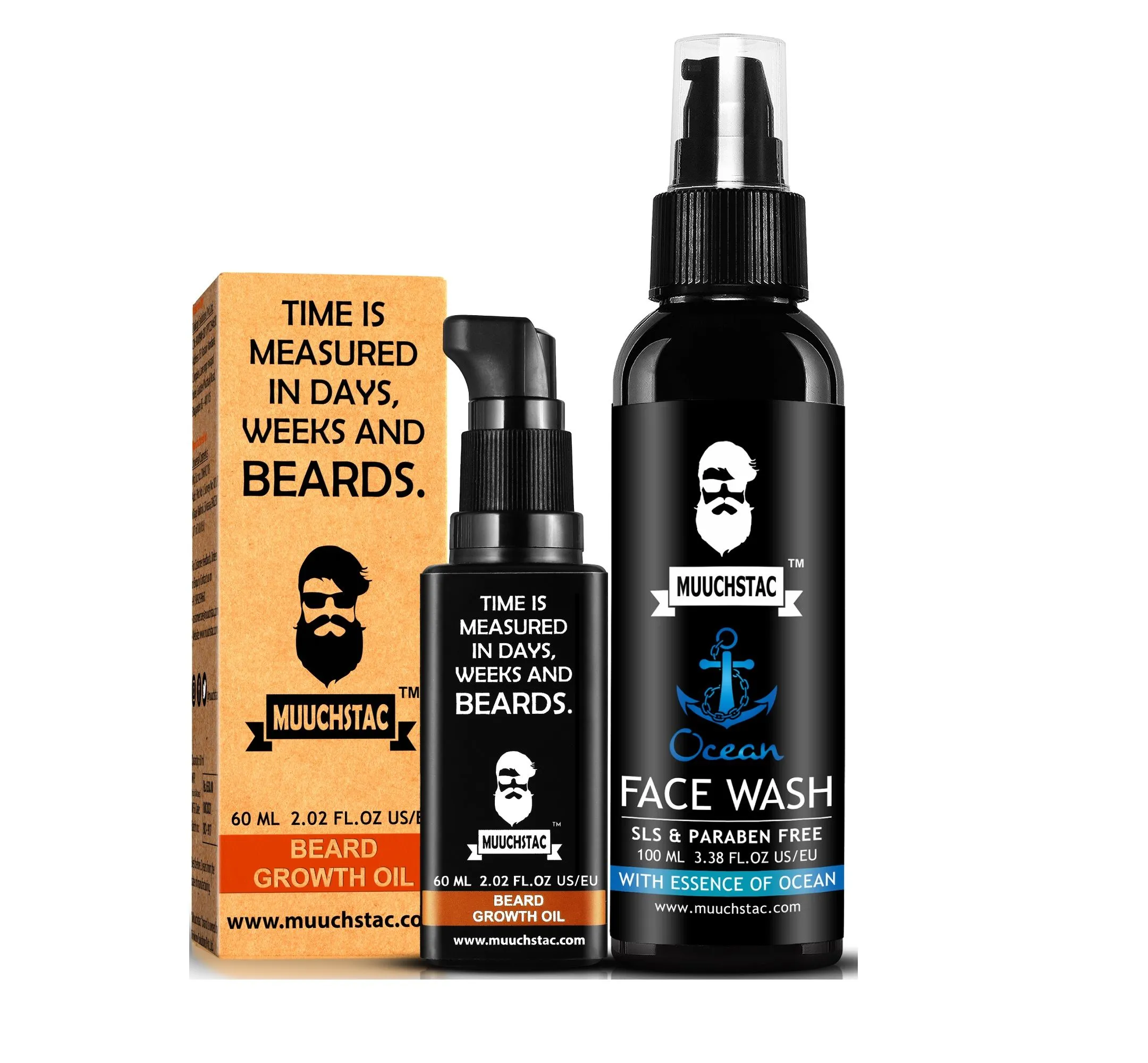 Muuchstac Beard Growth Oil With Ocean Face Wash