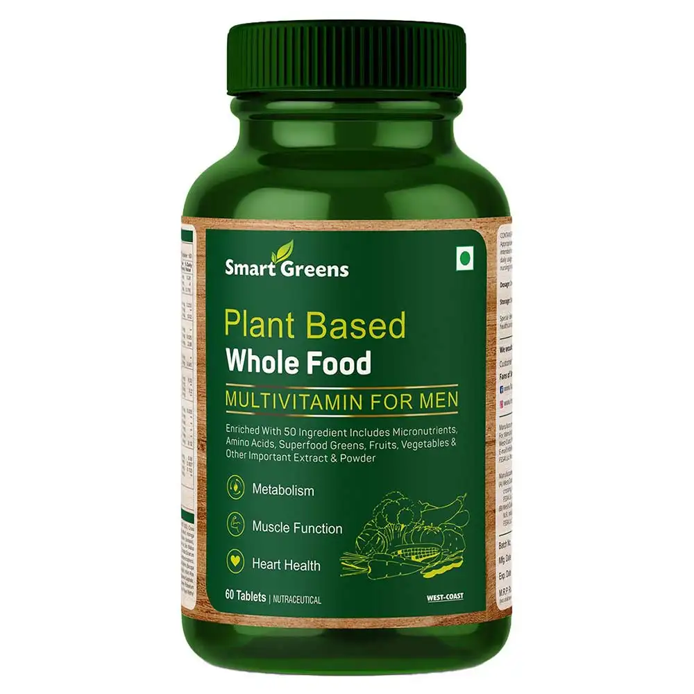 Smart Greens Plant Based Multivitamin for Men,  60 tablet(s)  Unflavoured