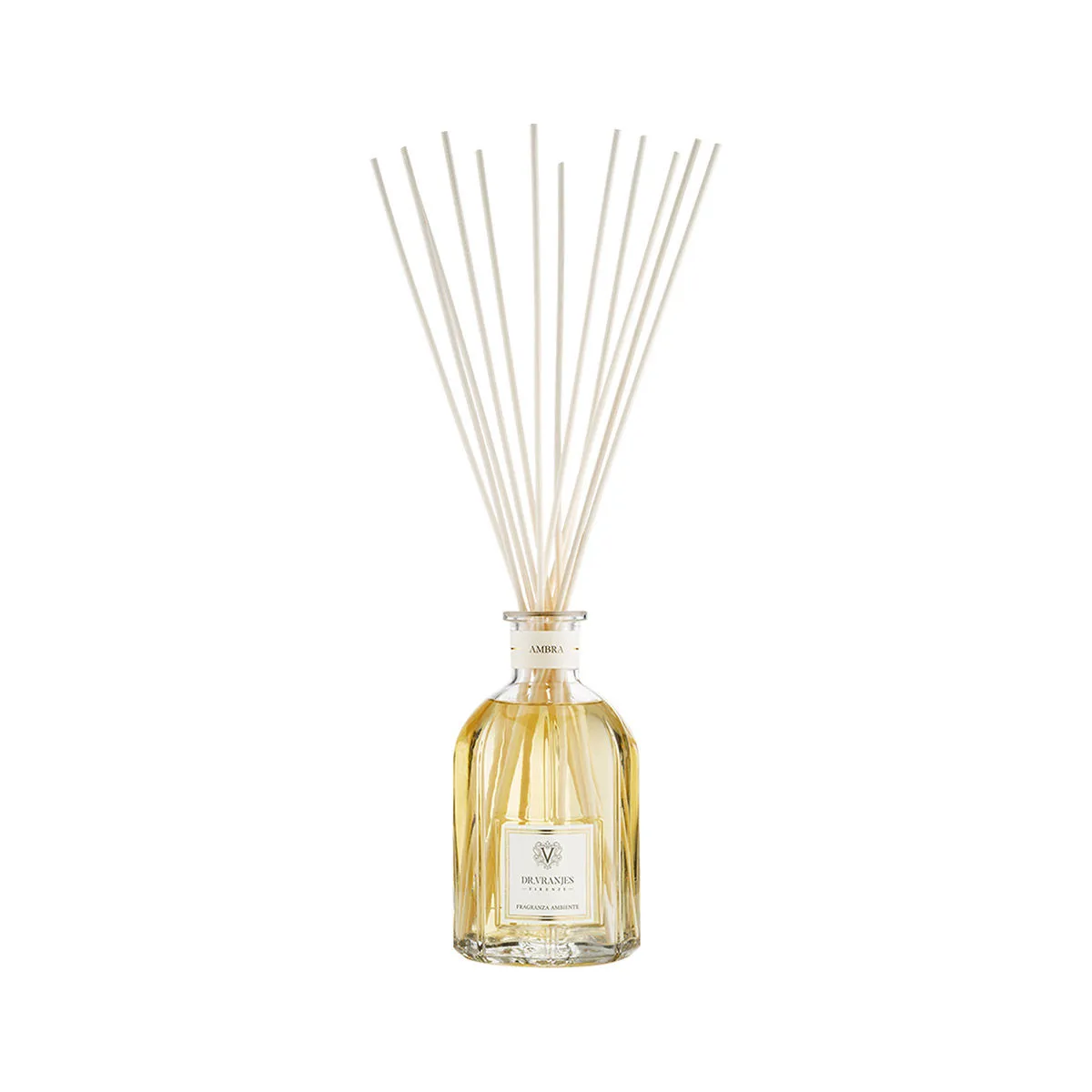 Dr.Vranjes Firenze Ambra 500 ml Glass Bottle with White Rattan Sticks (Nr.12 - H.40)