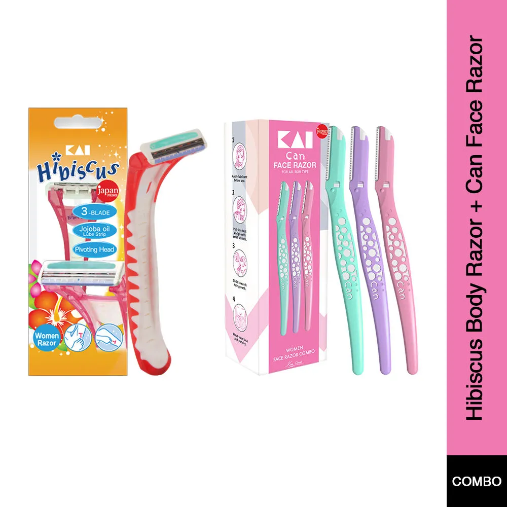 Kai Flexible Hibiscus Body Razor + Can Face Razor Combo For Women