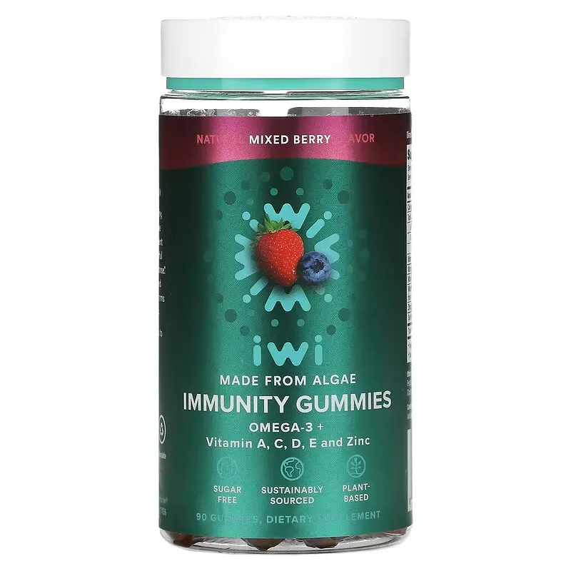 Immunity Gummies, Omega-3 + Vitamin A,C,D,E And Zinc, Mixed Berry, 90 Gummies