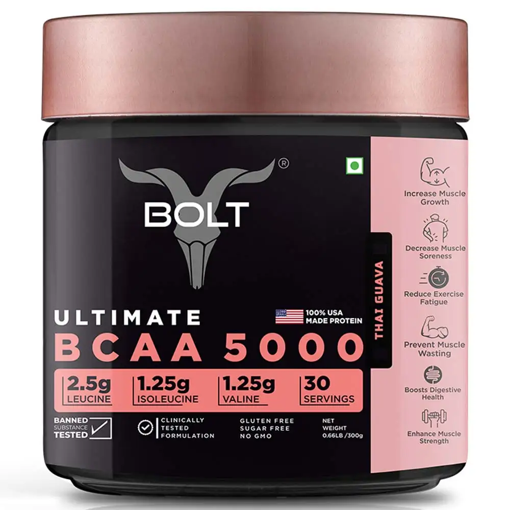 Bolt Ultimate BCAA 5000,  0.66 lb  30 Servings  Thai Guava