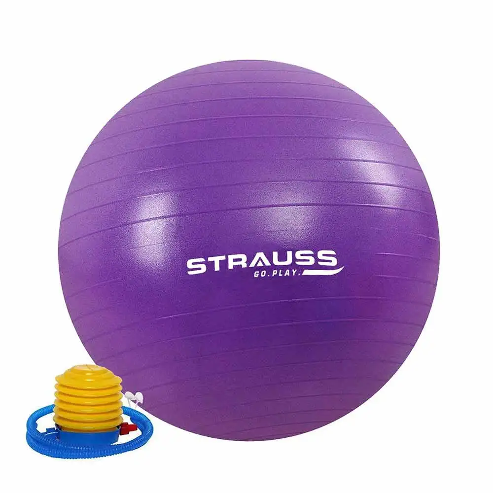 Strauss Round Shape Anti Burst Gym Exercise Ball with Pump,  Purple  75 cm