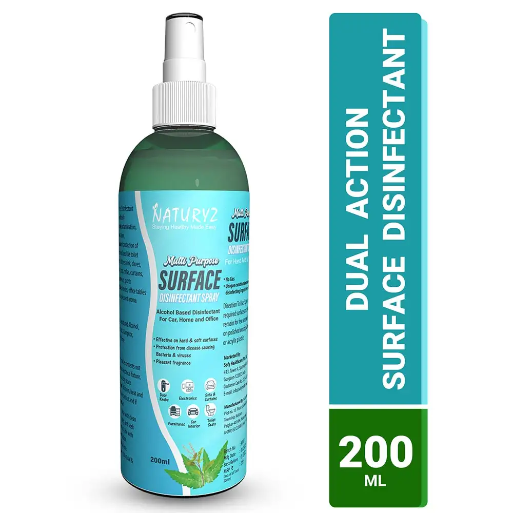 Naturyz Multi Purpose Surface Disinfectant Spray,  Alcohol based  200 ml  for Car, Home & Office