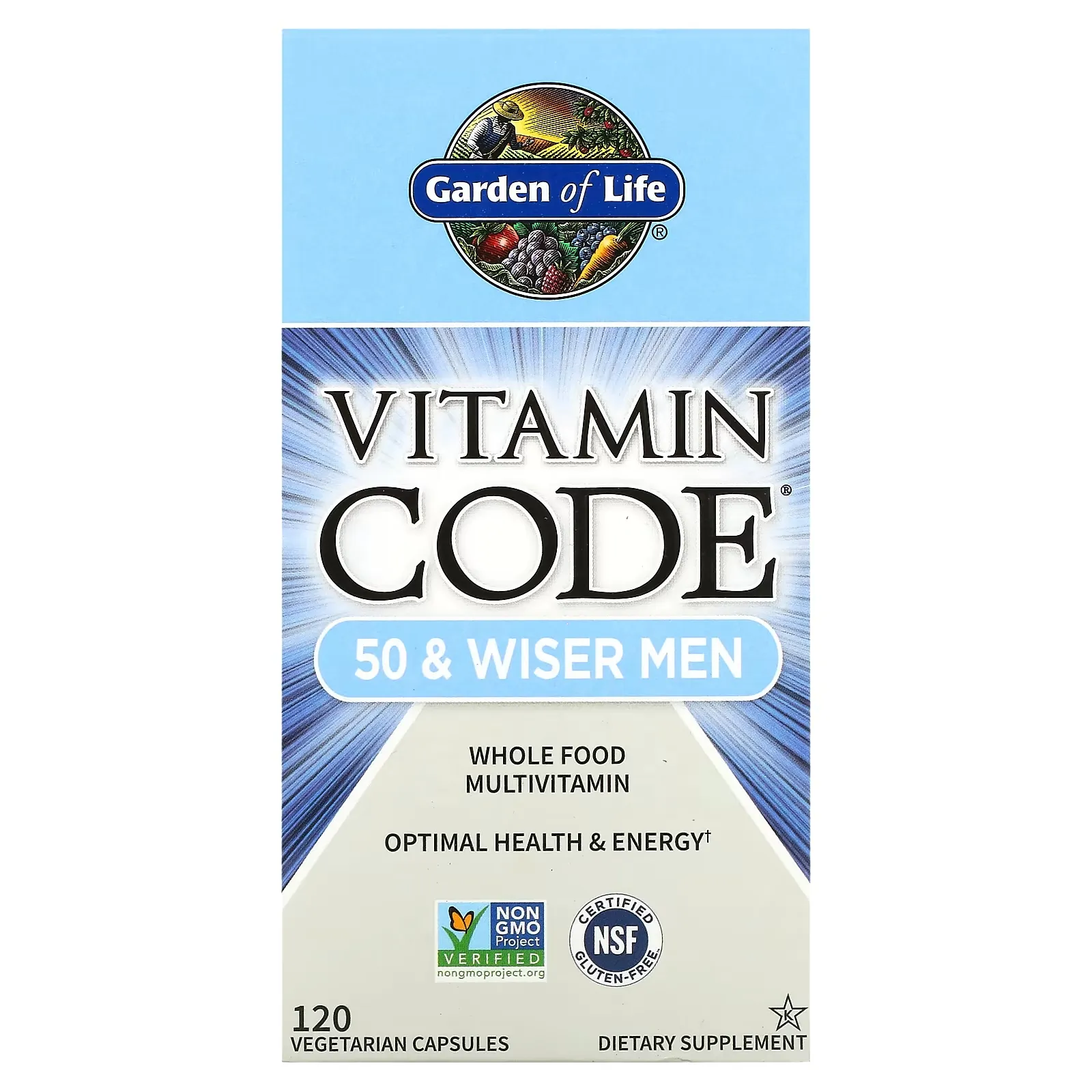 Vitamin Code, 50 & Wiser Men, Whole Food Multivitamin, 120 Vegetarian Capsules